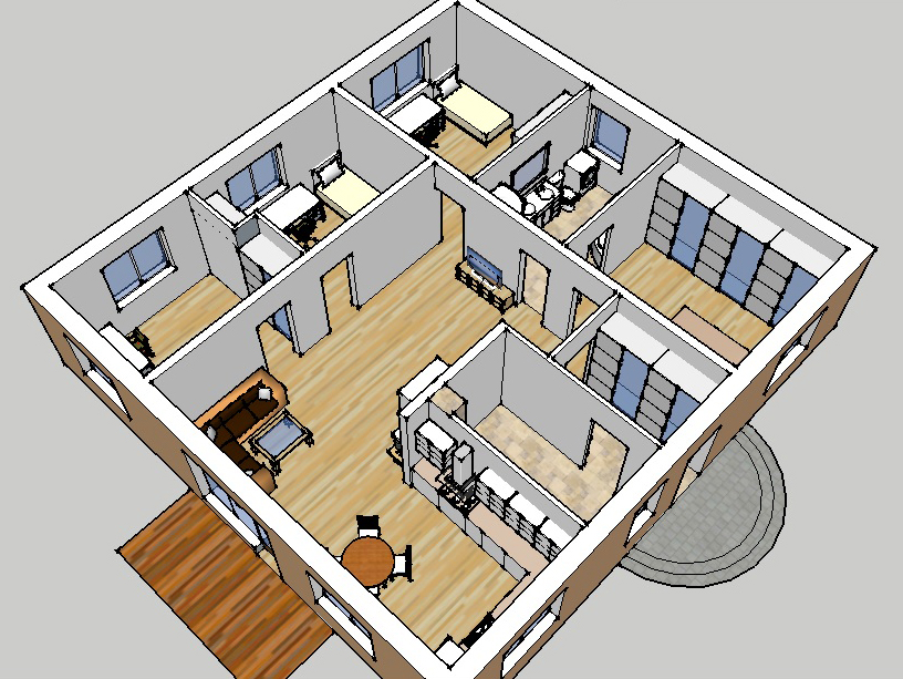 Mājas projekts "Artūrs", trīsdimensiju interjera vizualizācijas