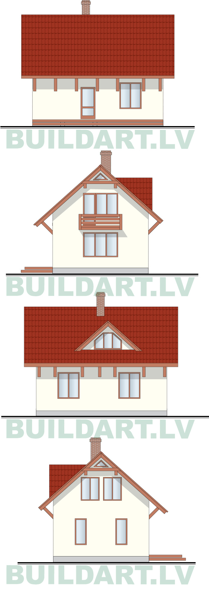 Brīvdienu mājas projekts "Uvis", ēkas fasādes