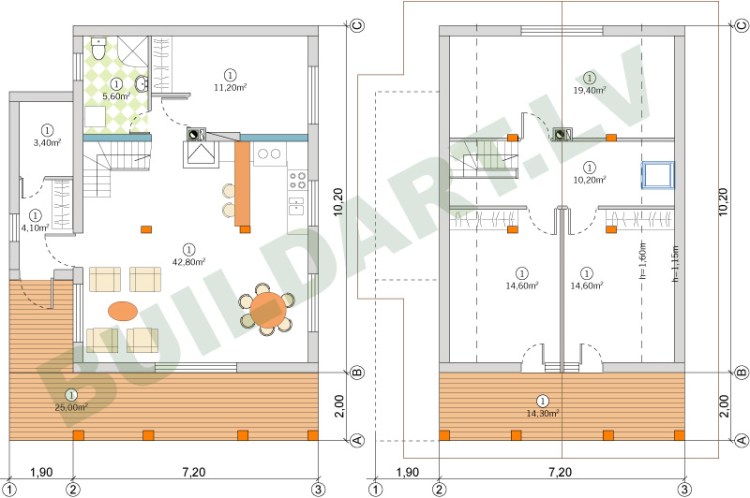 Mājas projekts, 125m2 (5-6ģimenes locekļiem)