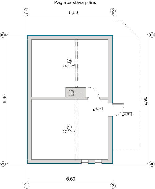 pagraba stāva plāns, projekts, ekonomiskai mājai