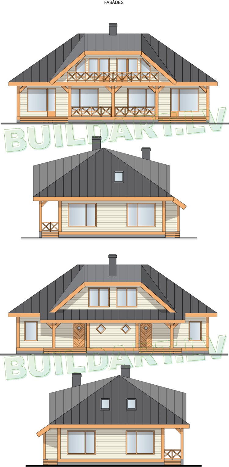 Dzīvojamās mājas - dīvņu mājas projekts "Diāna" - fasādes