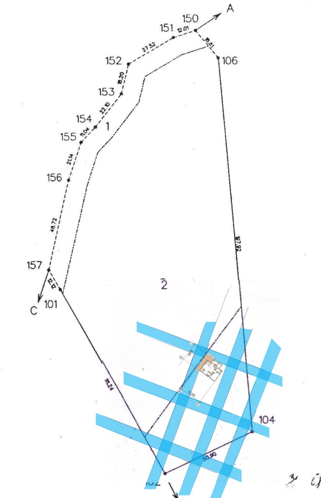 Āderu plāns zemes gabalam Liezerē ar māju un pirti