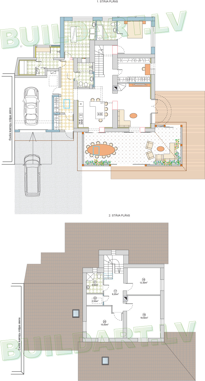 Dzīvojamās mājas rekonstrukcijas projekts - stāvu plāni