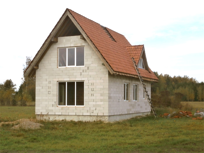 Mājas tipveida projekts "Ansis", bildes no būvēšanas procesa