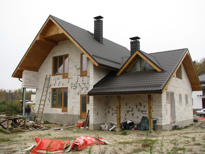 Mājas projekts Dina, ēkas būvniecības procesa attēli