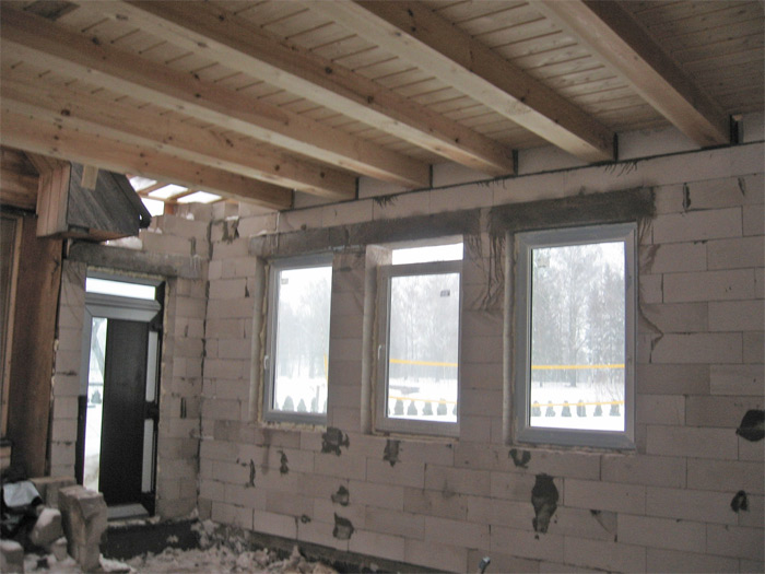 Viesu nama projekts, būvniecības procesa skati