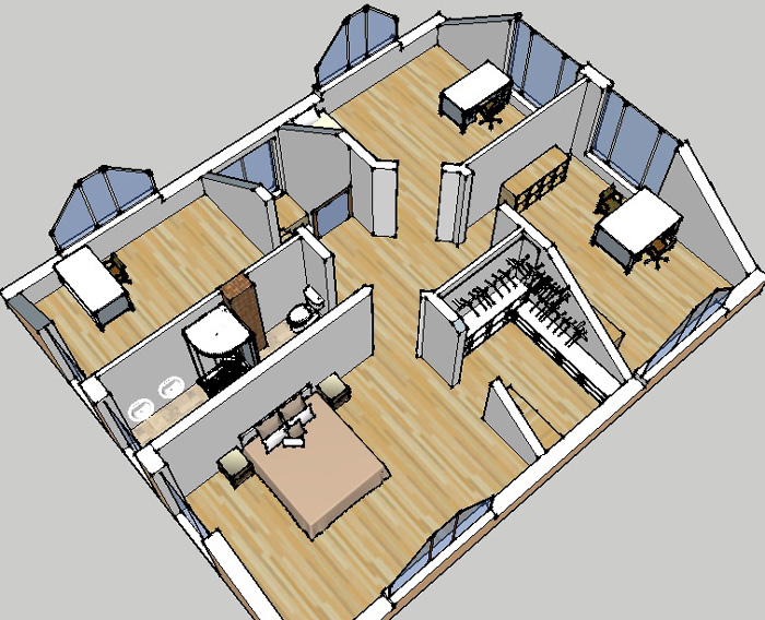 Dzīvojamās mājas projekta "Didzis" trīsdimensiju interjera vizualizācijas