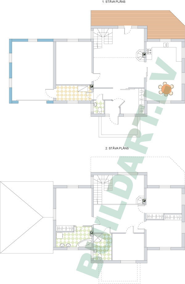 Savrupmājas projekts, māja 3 paaudzēm - stāvu plāni