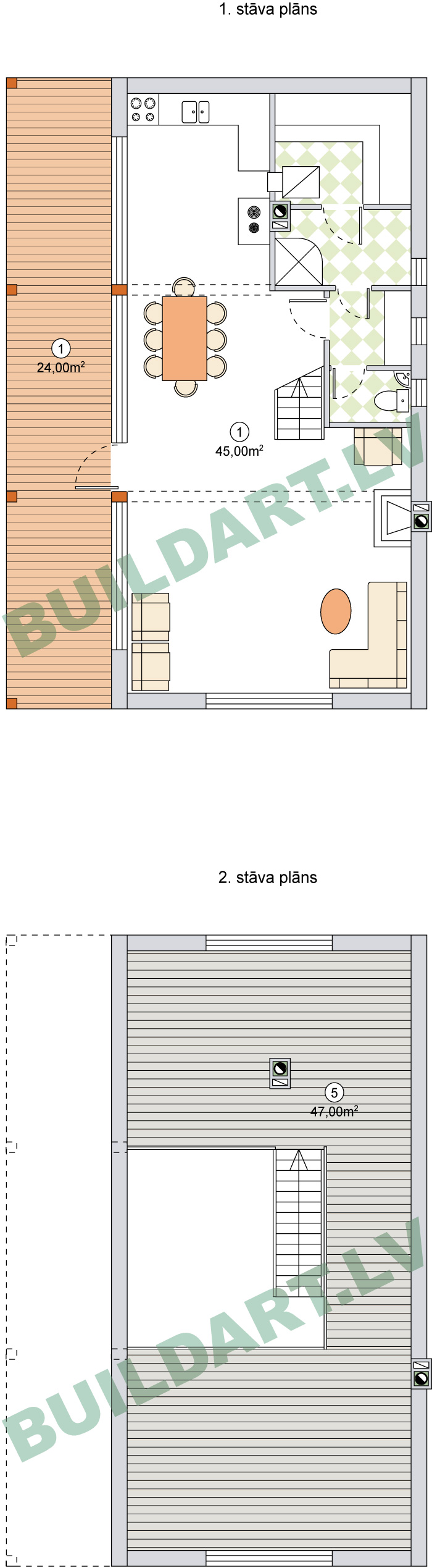 Pirts - brīvdienu vai pagaidu mājas projekts, plāni