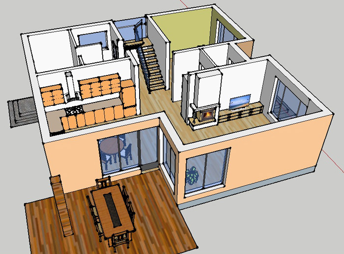 Trīs dimensiju interjera projekts mājas projektam "Kristīne"