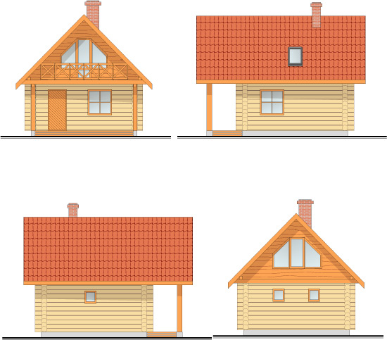 Zvejnieku un tūristu mājas 6x6m projekts, guļbūve