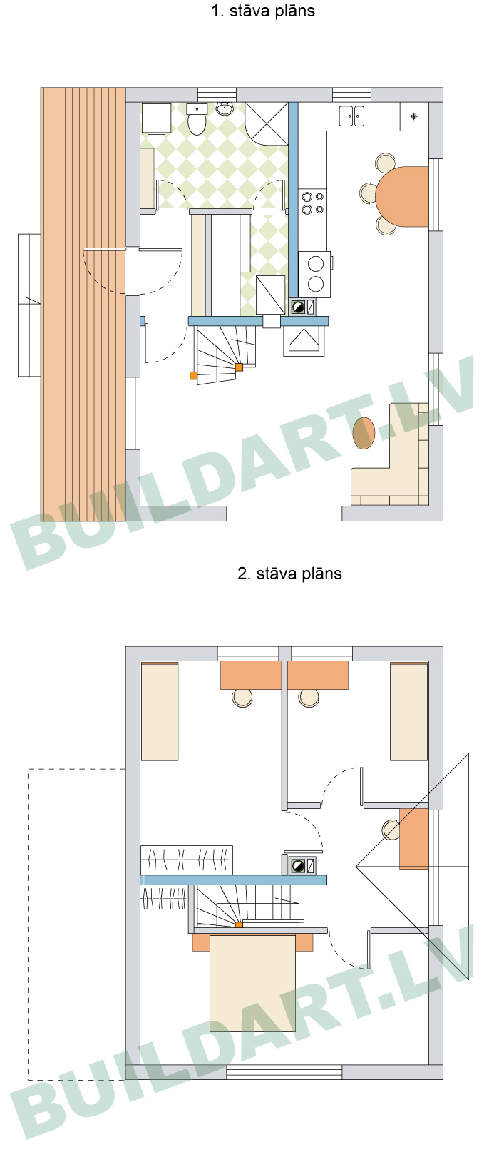 Brīvdienu mājas projekts "Uvis", ēkas stāvu plāni