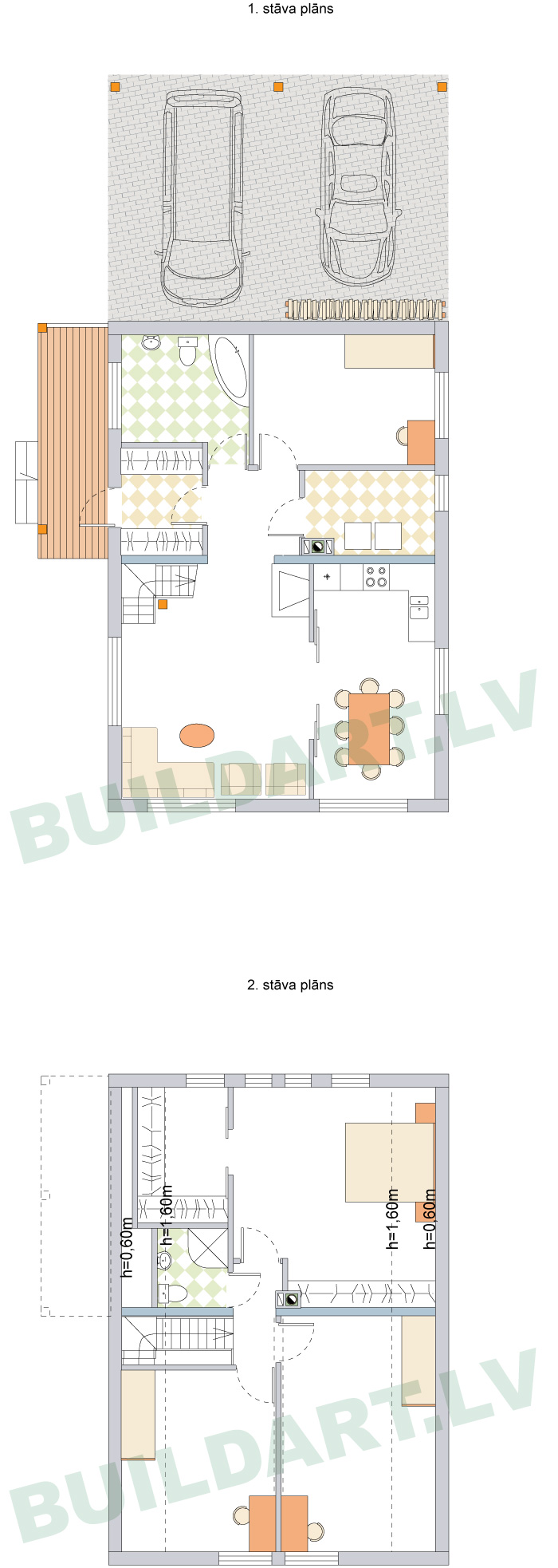 Ekonomiskas ģimenes mājas projekts "Aldis LUX" stāvu plāni