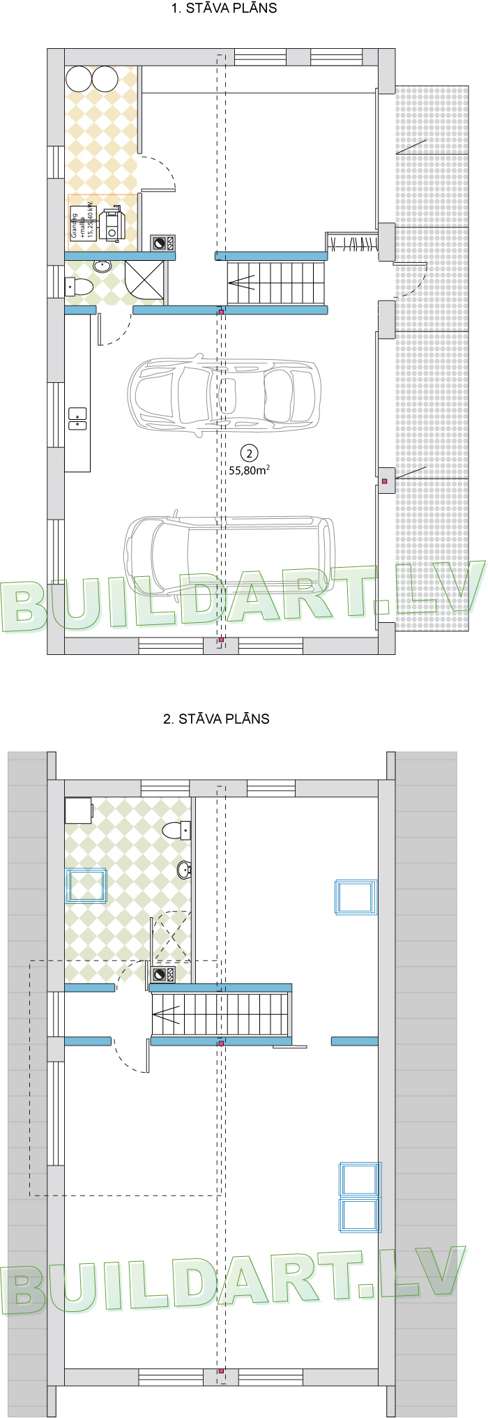 Saimniecības ēkas, automehāniķa darbnīcas projekts "Vaivars", plāni