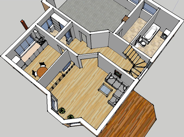 Dzīvojamās mājas projekta "Didzis" trīsdimensiju interjera vizualizācijas