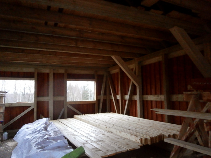 Saimniecības ēkas - šķūņa projekts, bildes no ēkas būvniecības procesa