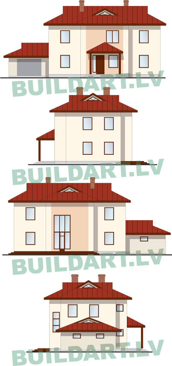 Savrupmājas projekts, māja 3 paaudzēm - fasādes