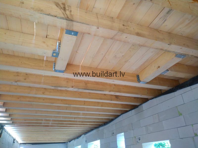 Gāzbetona sienu pašrocīga būvēšanaDzīvojamās mājas būvēšana pašu spēkiem - sijas ar izmijām skursteņa vietai