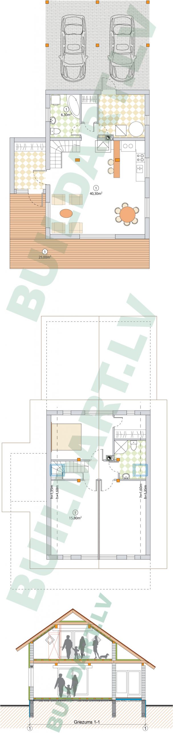 dzīvojamās mājas projekts "Rita 2" plāni