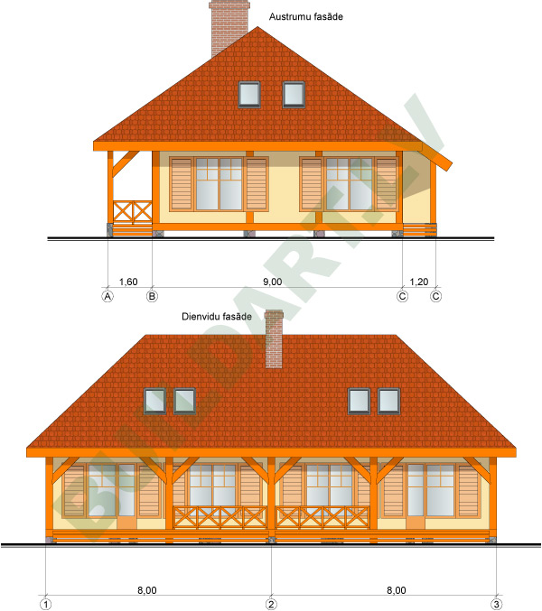 Dvīņu brīvdienu mājas projekts, 2x82m2
