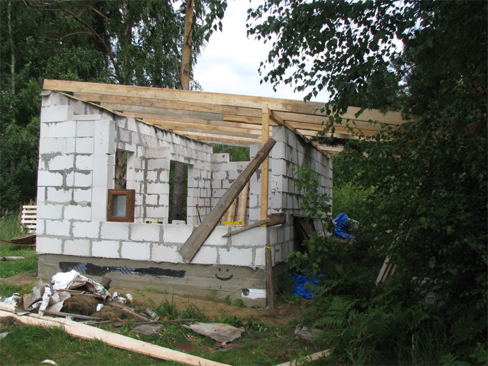 Spāres, jumta konstr. būvniecības gaita