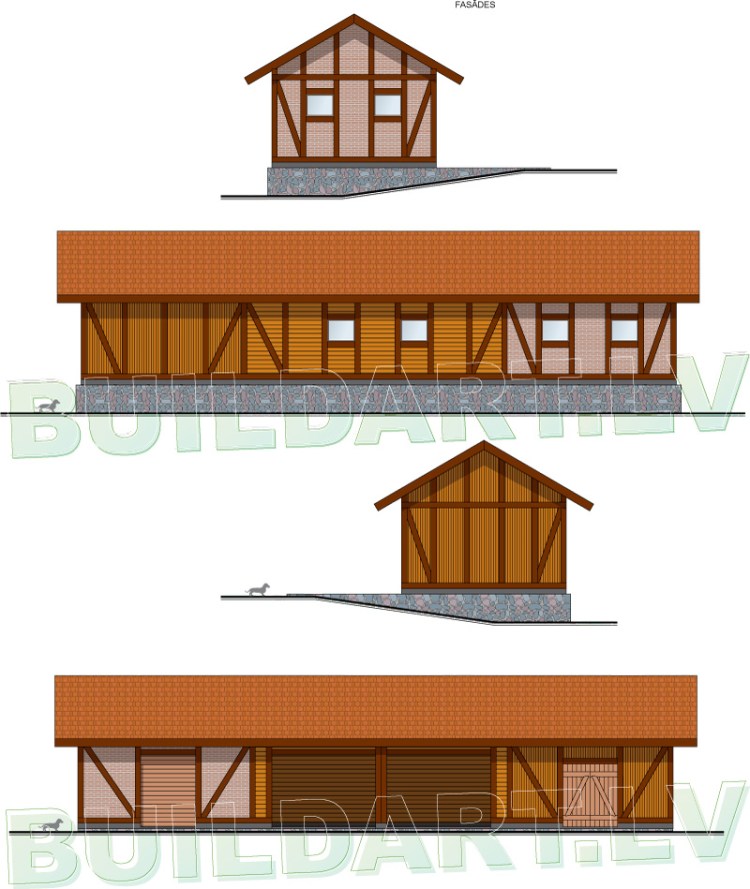 Saimniecības ēkas projekts lauku sētai, fasādes