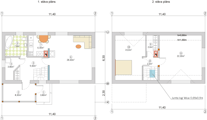 Ekonomiska 120kvm māja, plāni