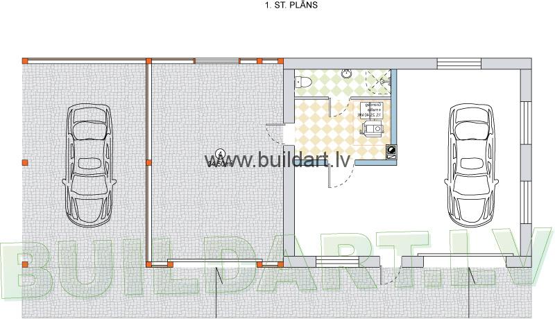 Saimniecības ēkas projekts - pirmā stāva plāns