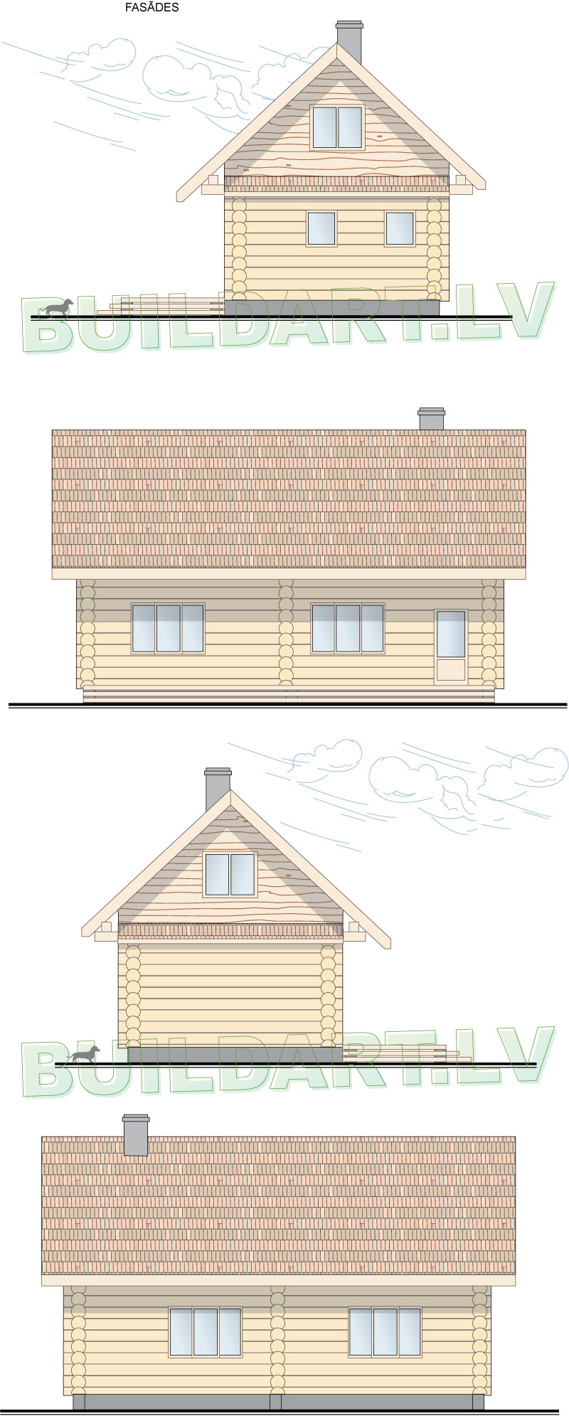 Mednieku namiņa projekts - fasādes