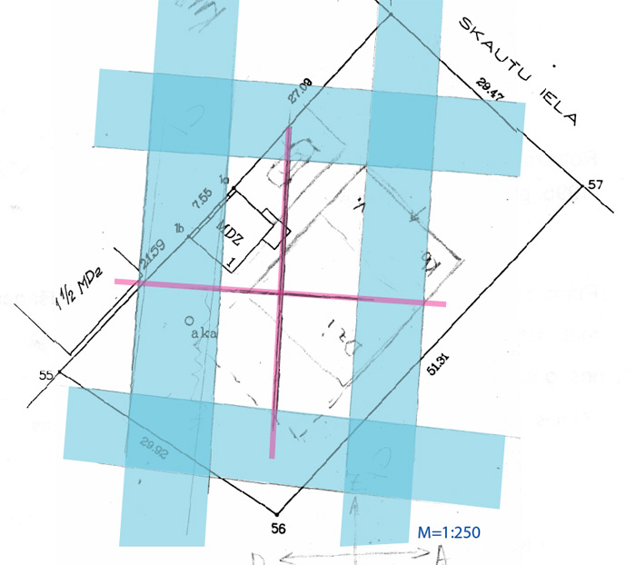 Āderu plāns zemei Skautu ielā, Pārlielupē, Jelgavā