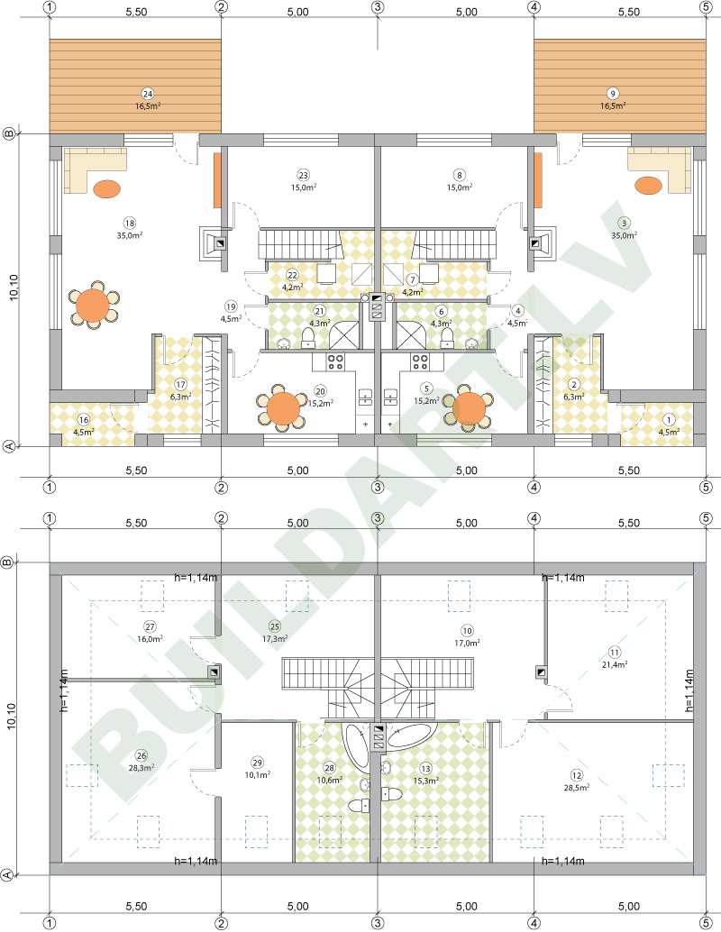 Dvīņu mājas projekts, 2x193m2