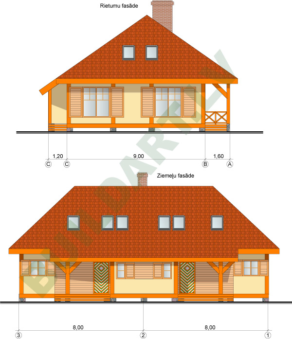 Dvīņu brīvdienu mājas projekts, 2x82m2