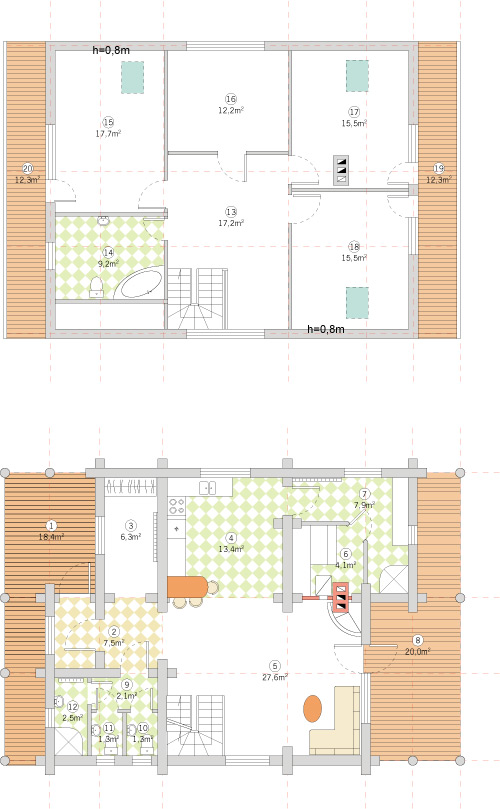 Guļbaļķu dzīvojamās mājas projekts