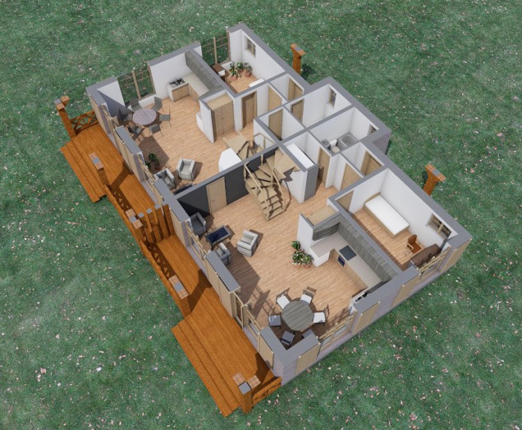 Dzīvojamās mājas - dīvņu mājas projekts "Diāna" - vizualizācijas