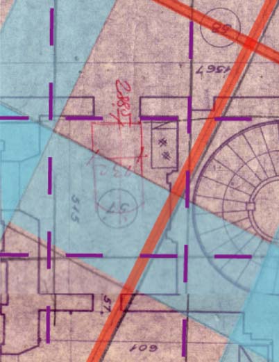 Āderu plāns Rundāles pilī, darba kabinetā ar kamīnu