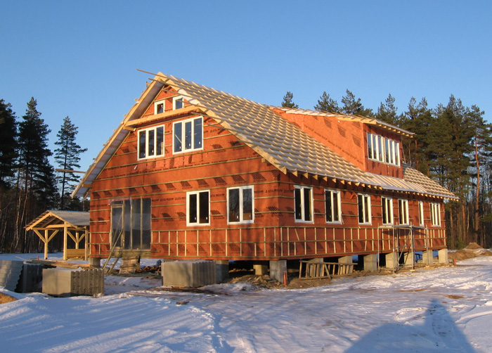 Saimniecības ēkas projekts, būvniecības procesa bildes