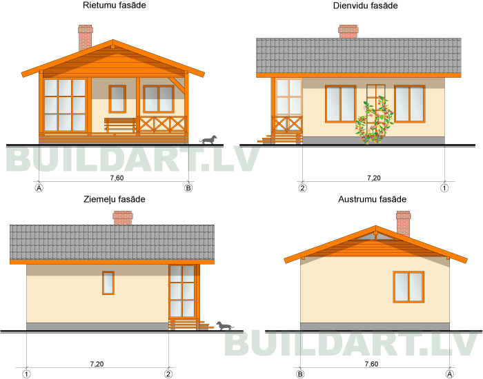 Mazas mājiņas projekts, namiņš vecākiem, fasādes