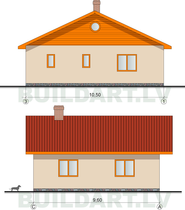 Saimniecības ēkas projekts "Edžus" 65kvm (pagaidu dzīvojamā ēka)