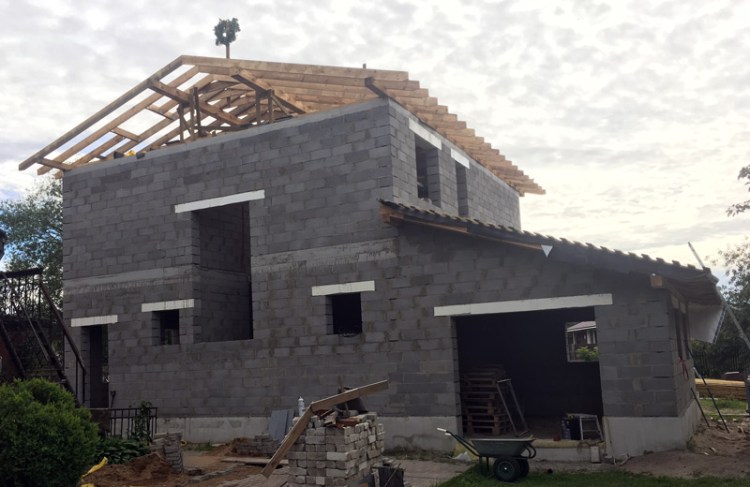 Mājas projekts "Kaspars", būvniecības bildes