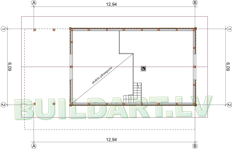 Brīvdienu mājas projekts "Inga" - 2. stāva plāns