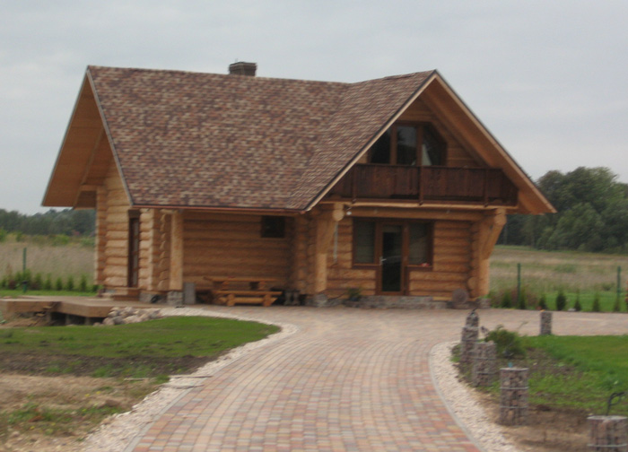 Guļbūves pirts projekts, uzbūvētās ēkas bildes