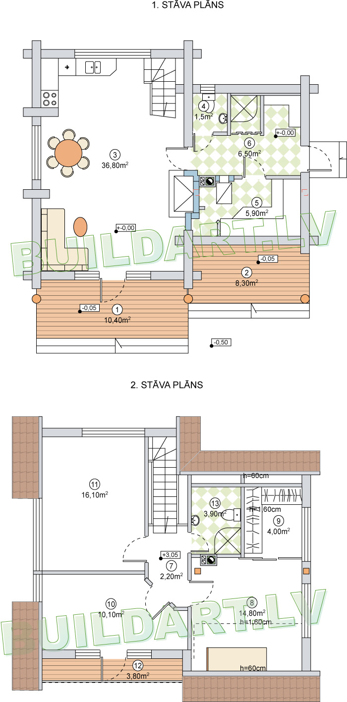 Silta un omulīga guļbūve, projekta plāni