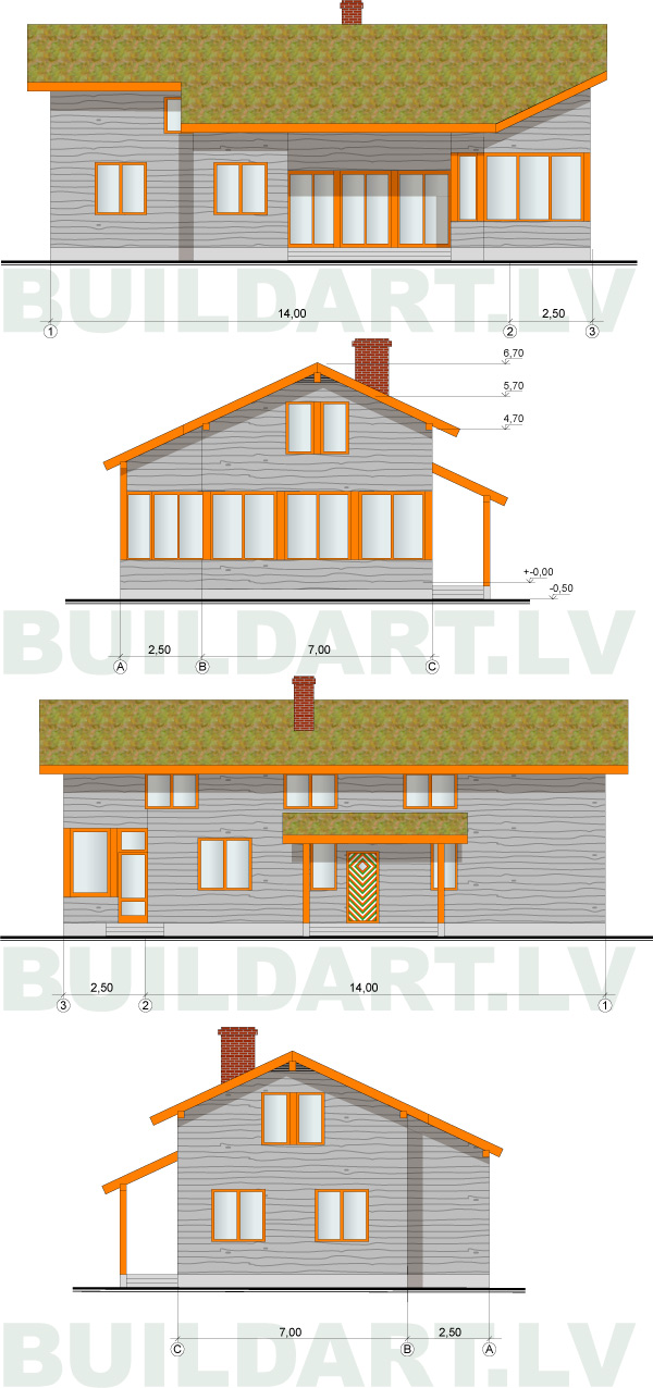 Salmu mājas projekts, fasādes