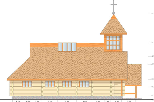 Guļbaļķu baznīca Lēdmanē, projekts