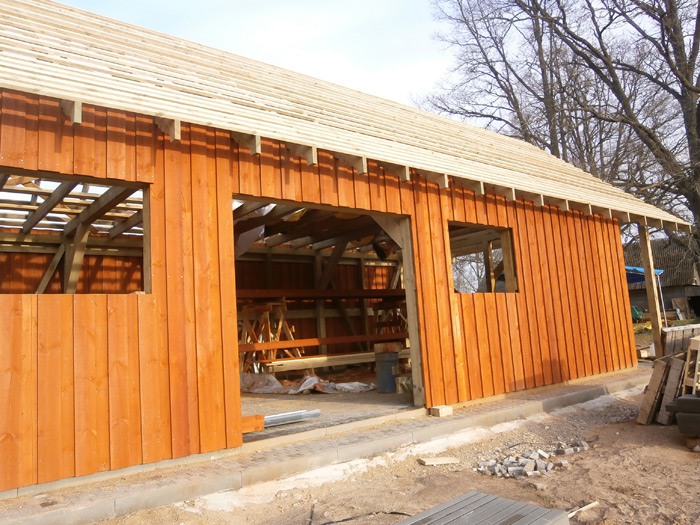 Saimniecības ēkas - šķūņa projekts, bildes no ēkas būvniecības procesa