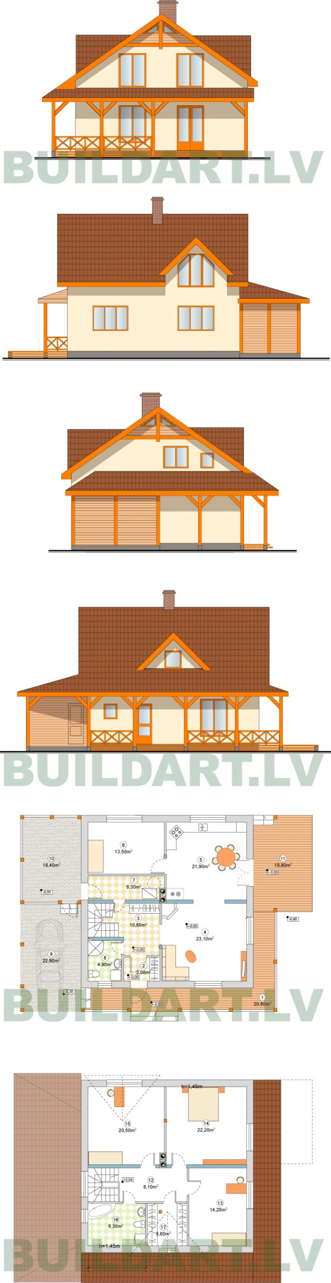 Mājas projekts "Agnis", 180kvm, fasādes un plāni