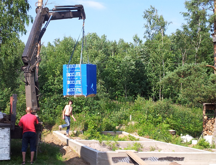 Saimniecības ēkas ekonomiska būvniecība, gāzbetona bloku pievešana