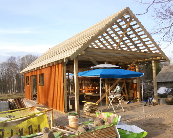 Saimniecības ēkas - šķūņa projekts, bildes no ēkas būvniecības procesa