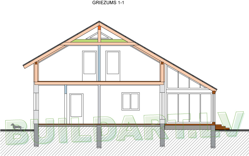 Dzīvojamās mājas rekonstrukcijas projekts - griezums