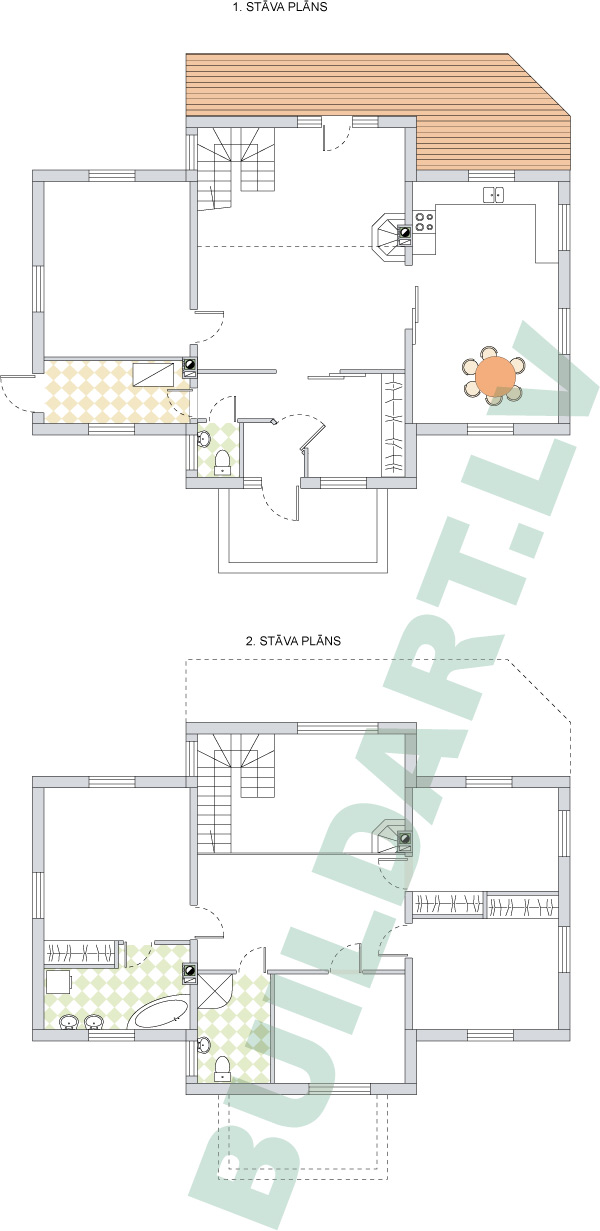 Savrupmājas projekts, māja 3 paaudzēm - stāvu plāni